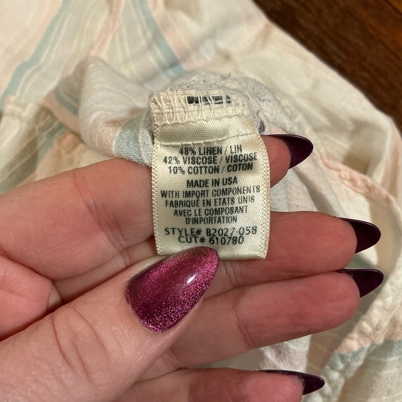 Bella Dahl Havana Rainbow Stripe Linen Blend Button Down Shirt Size M - Picture 5 of 6